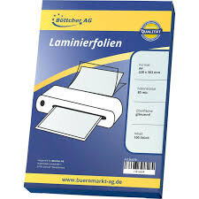 Laminierfolien glänzend für A4 80 micron, 100 Stück